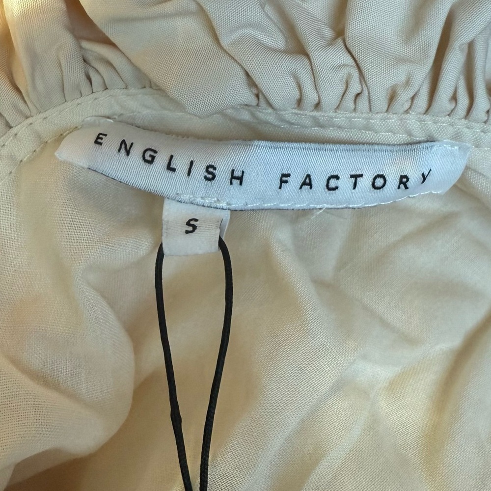 English Factory Ivory Ruffle Collar Tiered Midi Dress Pockets Side Zip NWT Small - Picture 9 of 9